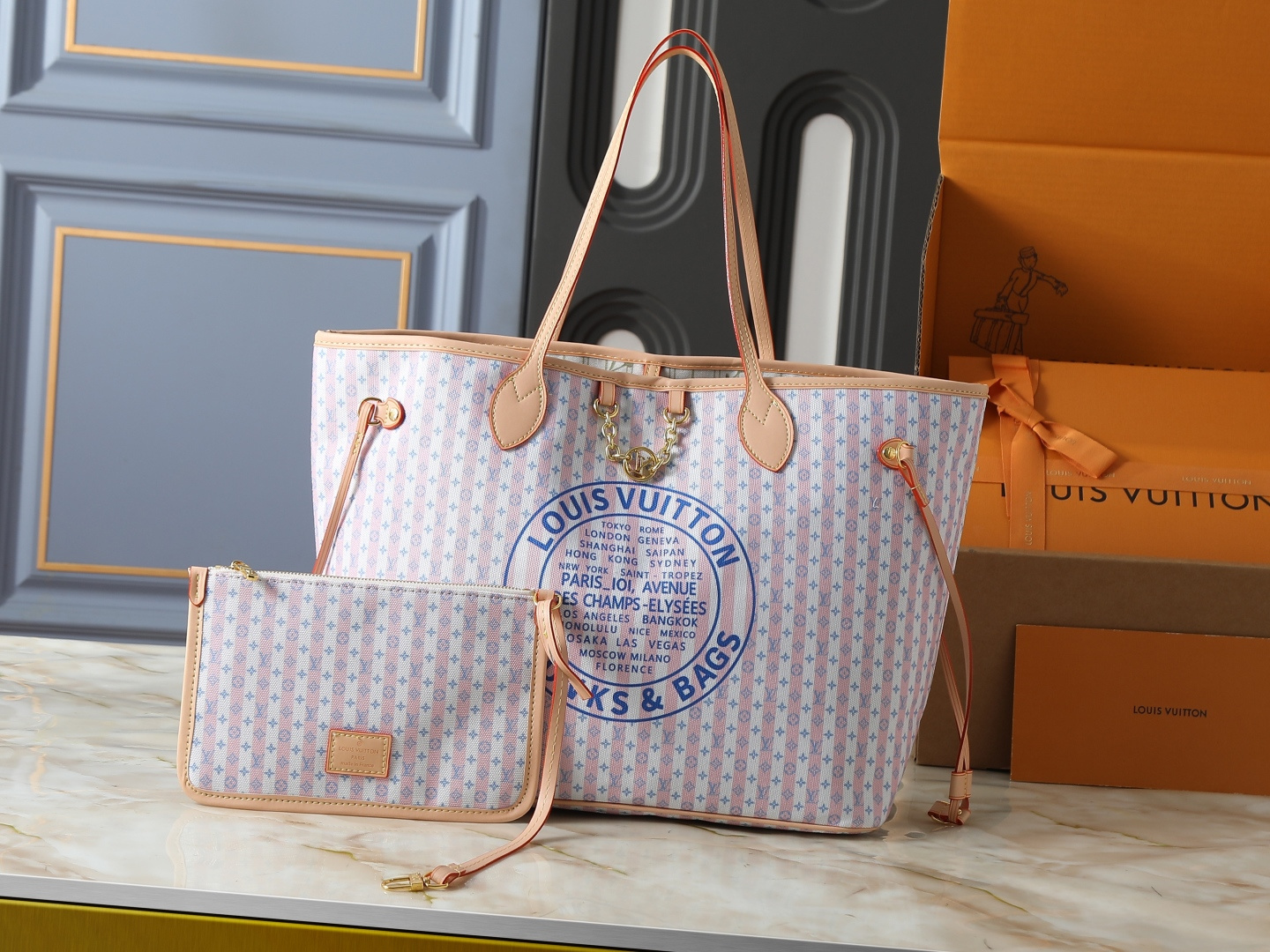 Louis Vuitton LV Classic Handbag Premium Canvas Model M45659 Top Handle Elegant Look Fashion Accessory